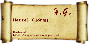 Hetzel György névjegykártya